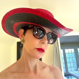 Betmar Red and Black Curved Brim Hat